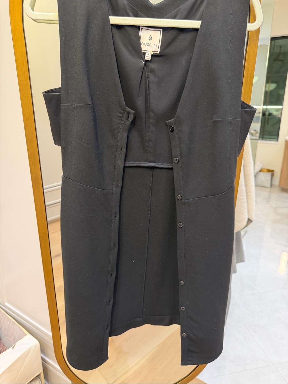 COSETTE Black Button-Front Vest Dress with Waist Cutout